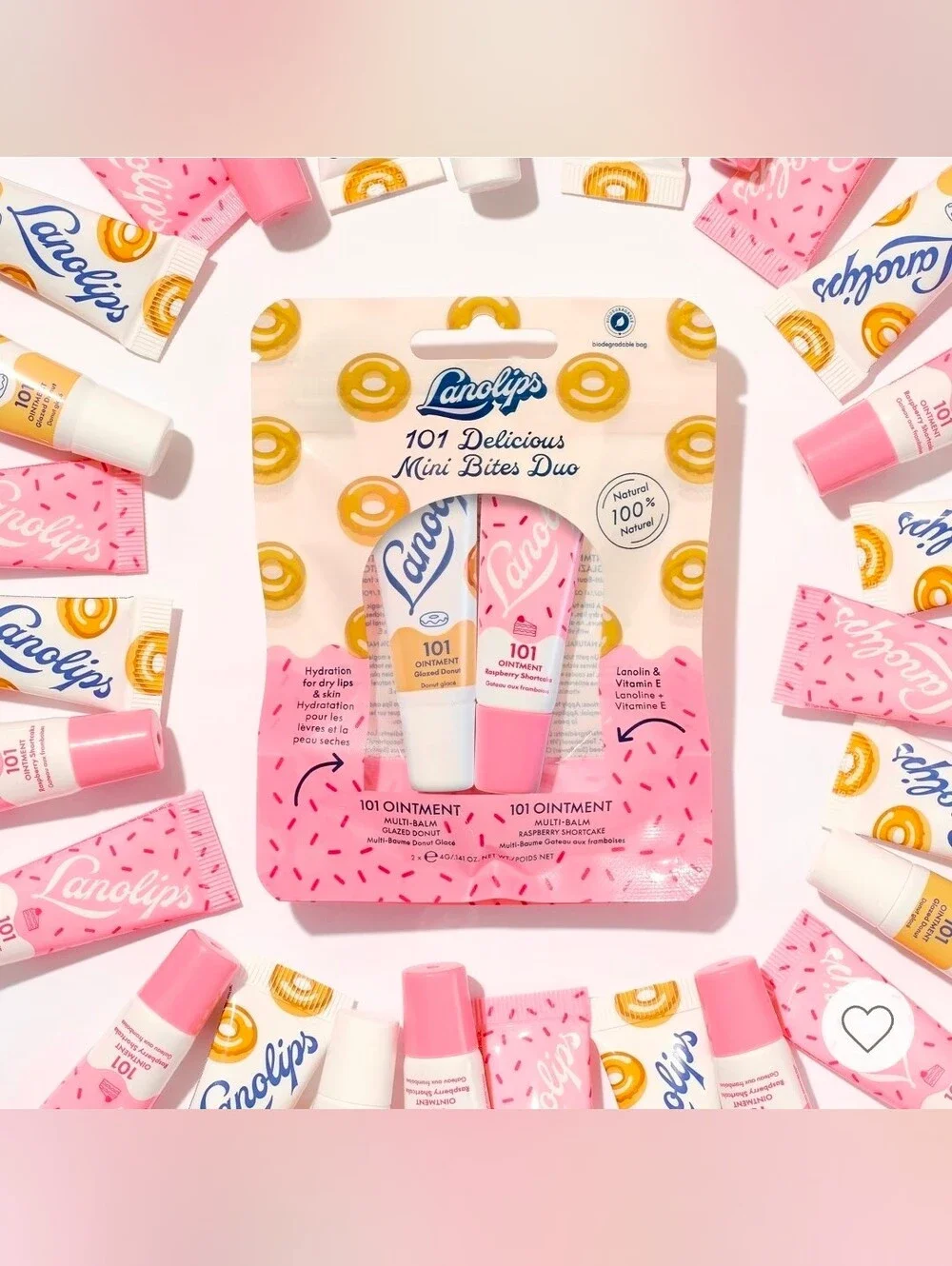 Lanolips 101 Delicious Mini Bites Duo - Glazed Donut & Raspberry Lip Ointment